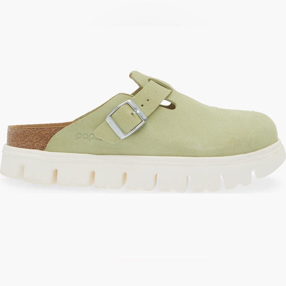PAPILLIO by BIRKENSTOCK Boston chunky green suede platform clogs mules eur 40